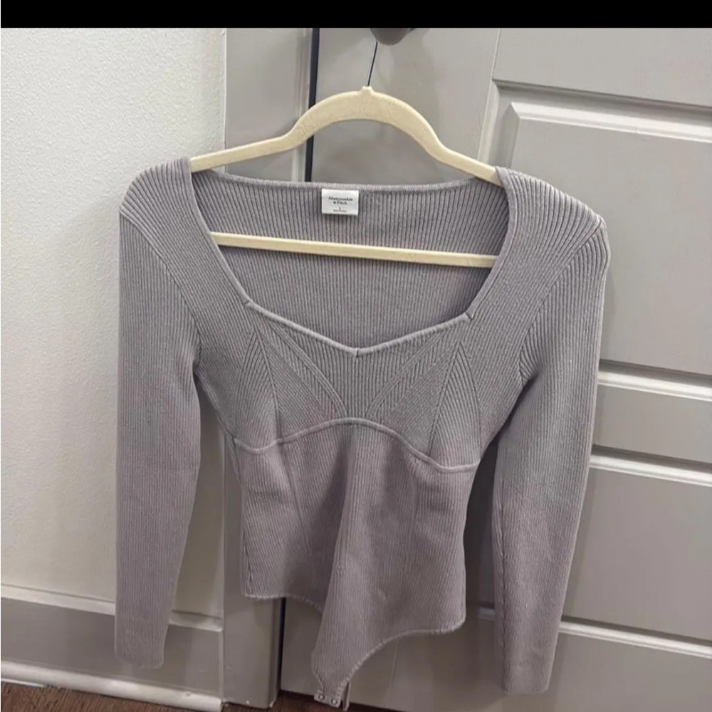 Abercrombie & Fitch Light Gray Ribbed Bodysuit